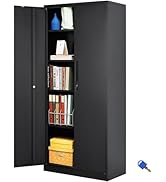 VEVOR Metal Storage Cabinet, Steel Locking Storage Cabinet with 2 Magnetic Doors and 4 Adjustable...