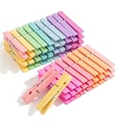 Phinus 72 Pcs Pastel Colors Wooden Clothes Pins, 2.9 Inch 12 Pastel Colors Clothes Pins for Hangi...