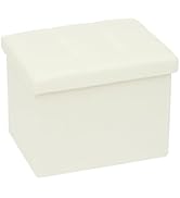 PINPLUS Button Tufted Folding Linen Storage Ottoman 16.5", 36L Collapsible Storage Cube with Lid,...