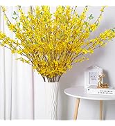 U'Artlines 4Pcs Artificial Forsythia Flower Branches 39.4Inch Long Stem Silk Fake Winter Jasmine ...