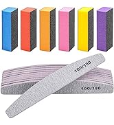 16pcs Nail File Buffer Kit - 10pcs 100/180 Grit Sharp Coarse Nail Files, 6pcs Colors Rough Nail B...