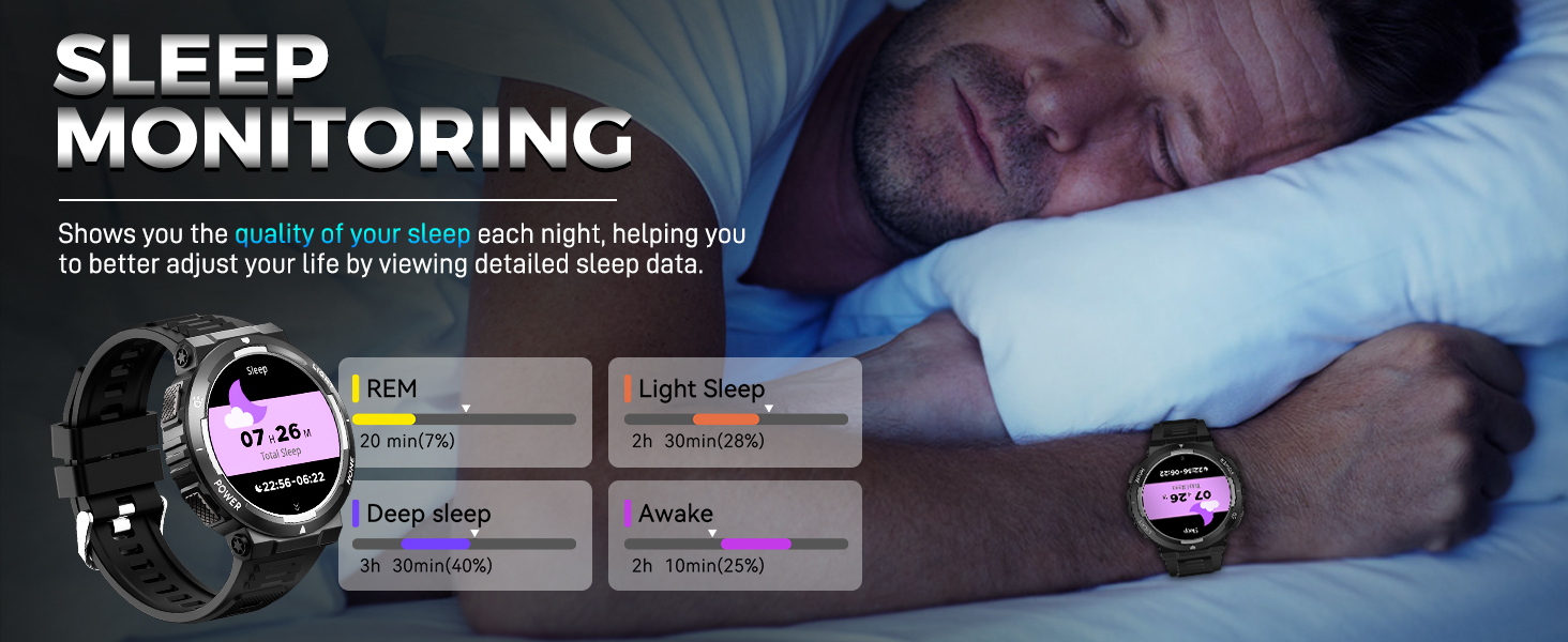 Military Smart Watch for Men Flashlight Tactical Smartwatch Fitness Watch 3ATM Waterproof