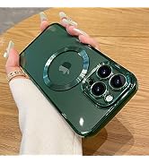 Uioeua Compatible with iPhone 14 Pro Max Magnetic Clear Case,Luxury Plating Bling Transparent Sho...