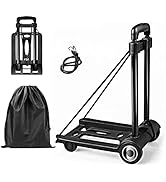 Folding Hand Truck Lightweight Portable Cart, 110 lbs/50kg Load Capacity Heavy Duty Utility Cart ...