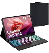 for Lenovo Tab P12 2023 12.7 inch Keyboard Case: 3 Zone 7 Colors Backlit Trackpad Keyboard for 12...