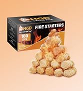 HGD Fire Starter(100 PCS), Natural Charcoal Starters, Indoor Outdoor Use, Weather-Resistant
