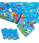 3PCS Pool Party Tablecloth, Plastic Summer Table Cover Disposable Beach Table Cloth Water Table C...