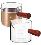 Kichvoe 2Pcs Espresso Cups With Wood Handle, Small Glass Creamer Pitcher Measuring Triple Pitcher...