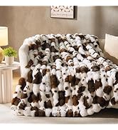 DOWNCOOL Faux Fur Throw Blanket for Couch, Ultra Soft Fluffy Fuzzy Plush Bubble Blanket for Sofa ...