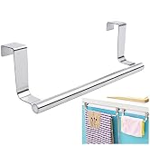 Mziart Modern Towel Bar with Hooks for Bathroom and Kitchen, Brushed Stainless Steel Towel Hanger...