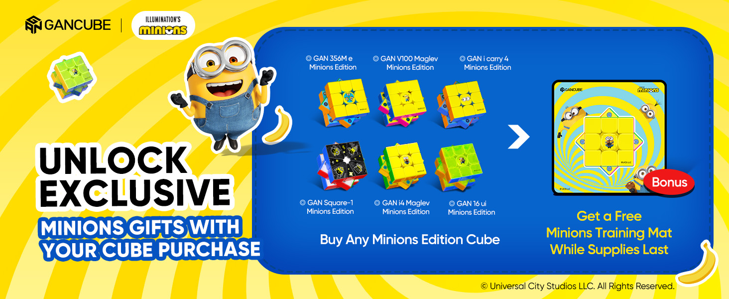 GAN Minions Square-1 Black Top UV Maglev Magnetic Speed Cube Shape Shifting Puzzle