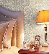 CiCiwind Vintage Wallpaper Peel and Stick Removable Self-Adhesive Wallpaper Beige Grey Floral Con...