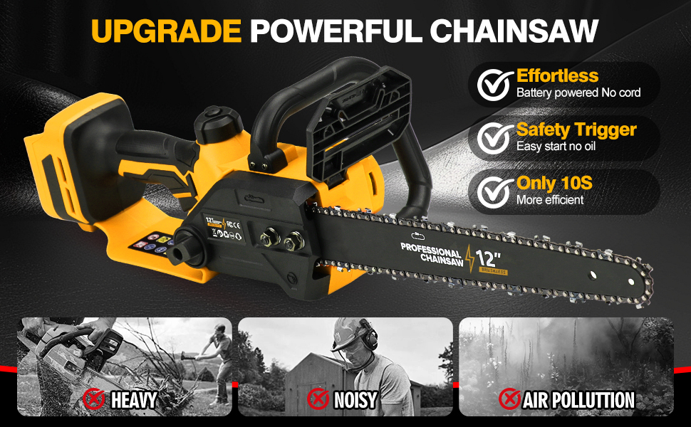Brushless Electric Chainsaw 12" Cordless Tool Only for Dewalt 20V/60V Battery