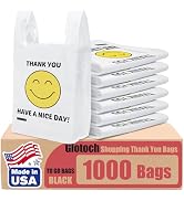 Glotoch 1000 Count Plastic Thank You T-shirt Bags Smile Face, 11.5 x 6.5x 21" HAVE A NICE DAY Gro...