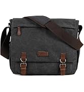 Vintage Messenger Bag 15.6 Inch Laptop for Men Women, Large Travel Crossbody Shoulder Purse Canva...