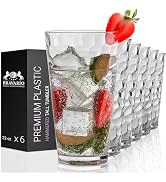 Bravario Hammered Plastic Drinking High Tumbler, Dishwasher-Safe Premium Quality Glasses, BPA-Fre...