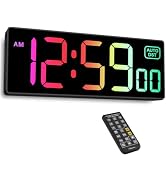 Soobest Digital Wall Clock, Remote Control Electric Timer Seconds for Gym | 8 RGB Colors, Auto DS...