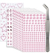 NIACONN 1760 Pcs Pink Hair Jewels Face Gems Stick on, Self Adhesive Glitter Rhinestones Stickers ...