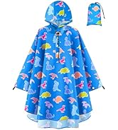 OlyPegic Kids Rain Poncho with Hooded Reusable Waterproof Lightweight Ponchos Kids Boy Girl Rainc...