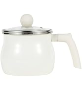 Enamel Milk Pan with Lid,2.1 Quarts Saucepan Butter Warmer with Effortless Handle, Healthy Soup P...