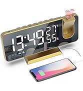 Mightree Projection Alarm Clock for Bedroom, Digital Alarm Clock with USB Charger, 7.4