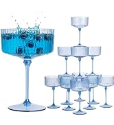 LIYH 20pcs Plastic Martini Glasses 10 Oz Blue Disposable Cocktail Coupe Champagne Tower Cups Perf...