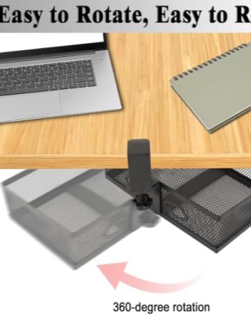 Under Desk Organizer with 360° Swivel