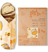 Beeswax Wraps for Food – Reusable Beeswax Bread Bag & Sandwich Wrap, Organic & Eco-Friendly & Sus...