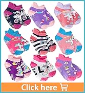 Baby Girls Toddlers Grips Socks Kids Non Slip Anti Skid Ankle Unicorn Cotton No Show Socks with G...
