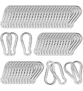 40 PCS 2.36'' Spring Snap Hook Carabiner, M6 1/4 Inch Galvanized Silver Steel Carabiner Clip, Sma...