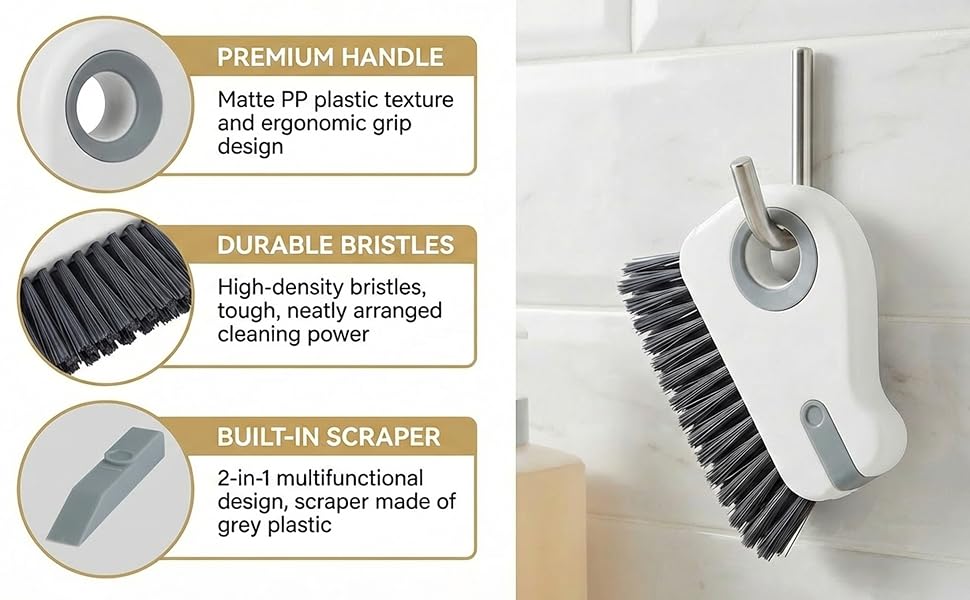 2 in 1 Groove Cleaning Brush, Grout Cleaner Tool & Multifunction Window Track Cleaner