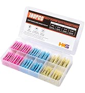 HKS 180 PCS Heat Shrink Butt Connector - Electrical Wire Connectors 22-10 AWG Kit - Tinned Red Co...