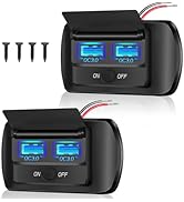 2PCS 36W 12V USB Outlet Panel Wall Mount, GIBBAB Dual QC3.0 USB-A 18W Quick Charger LED USB Charg...