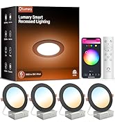Lumary Smart Recessed Lighting 6 Inch, Color Changing LED Recessed Lights with J-Box 13W 1000LM, ...
