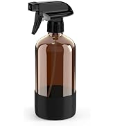 Bontip Amber Glass Spray Bottle with Silicone Sleeve Protection, 16 oz Refillable Spray Bottle fo...