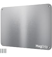 9 inches x 6.5 inches Stainless Steel Plate for Magnets, 3M Adhesive Back, Mounting Screws, Ideal...