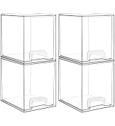 Vtopmart 4 Pack Clear Stackable Storage Drawers,7.6" H Plastic Organizers Bins for Skincare, Bath...