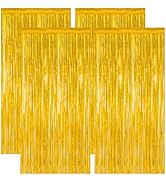 4 Pack 2025 Graduation Party Decorations, 3.28 x 7.05 Feet Gold Grad Curtains, Metallic Gold Back...