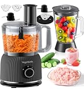 Food Processor and Blender Combo, 88 oz Food Chopper for Meat, Vegetable and Dough, 70 oz 700W Gl...
