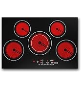 VBGK Electric cooktop 30 inch, 5 burner Electric Stove Built-in and Countertop Stove Top, LED Tou...