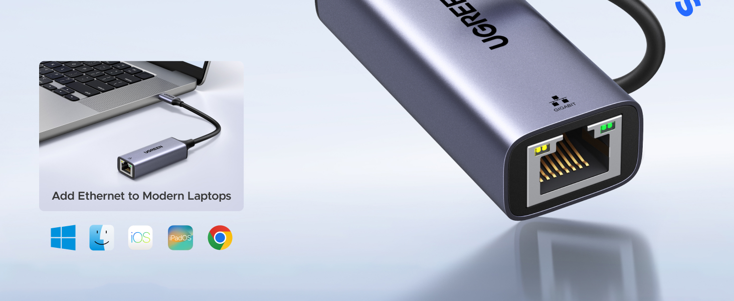 UGREEN USB C to Ethernet Adapter, Plug and Play 1Gbps Ethernet Adapter, Aluminum Case