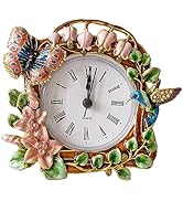Pewery Decorative Mini Table Clock, Vintage Metal Silent Analog Clock Quartz Battery Operated Tab...