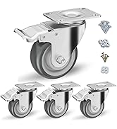 3 inch Caster Wheels, Casters Set of 4 Heavy Duty - CLOATFET Locking Swivel Casters with Brake (T...