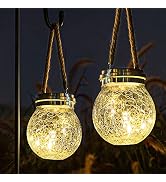 ROSHWEY Solar Lantern Gifts for Women, 2 Pack Hanging Garden Decor Lights Outdoor Waterproof with...
