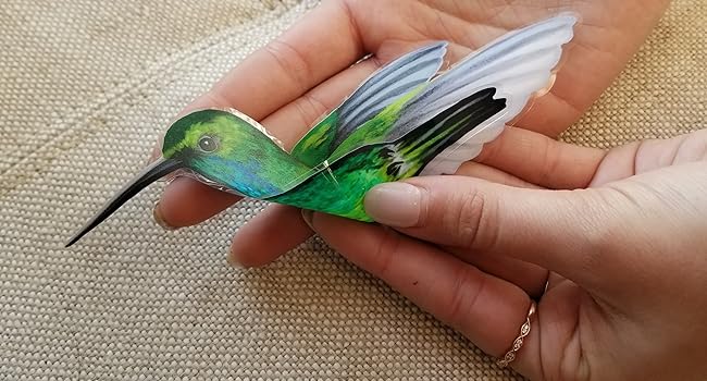 Realistic multi-colored double sided hummingbird window clings for glass to prevent bird strikes