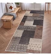 qulint Modern Outdoor Patio Rug, Geometric Indoor Runner Rug for Kitchen Hallway, Beige 2'x6' Non...