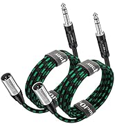 Augioth XLR Male to 1/4 Cable 6ft 2Pack, Balance 6.35mm TRS Plug to 3-pin XLR Male, Quarter inch ...