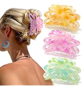 GQLV Flower Hair Claw Clips,3PCS 3.1" Big Cute Hair Clips for Women/Girls Fine Hair,Nonslip Stron...