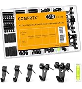 COMFRTX 310Pcs Picture Hanging Hooks, Heavy Duty Picture Hanging Kit with Nails & Mini Level for ...