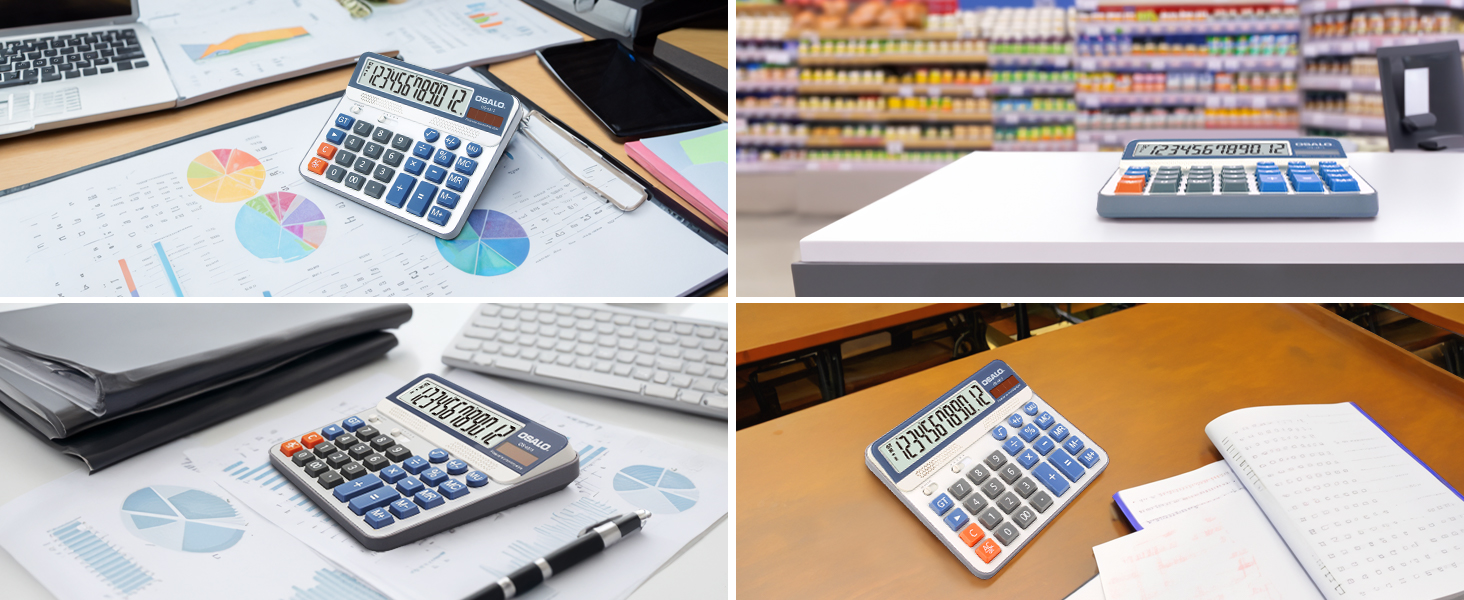 Desktop Calculator Extra Large 5-Inch LCD Display 12-Digit Big Number Accounting Calculator